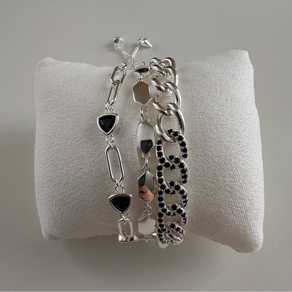 Bomb Party Luxe Layered Bracelet Born to Be a Leader RBP8047 Black Onyx Rhodium
